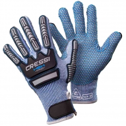 Cressi Schnittfeste Handschuhe Hex  für wärmere Gewässer blau mit Schnittschutz